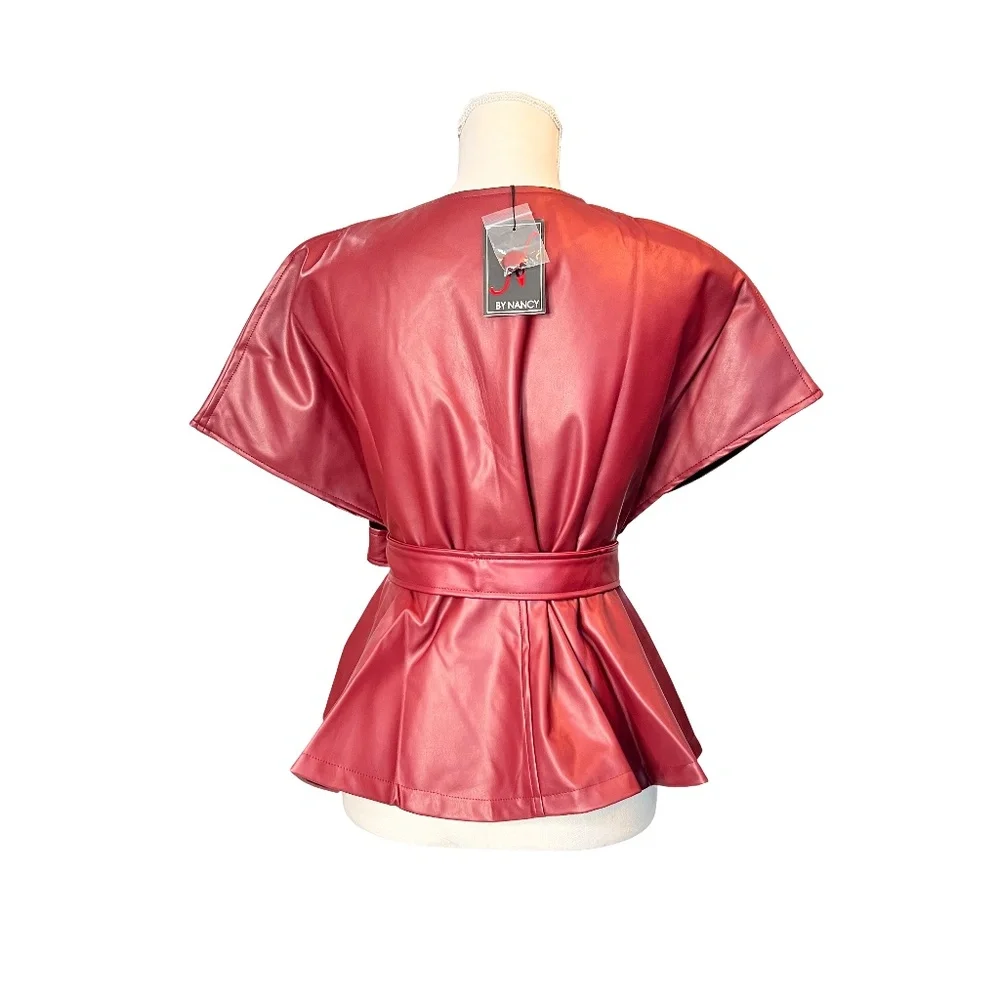 # A013  N by Nancy  Chic  Faux Leather Burgundy  Top – Size XL  NWT - Picture 4 of 9
